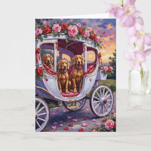 Vizsla Dog Valentine's Day Card (Orchid)