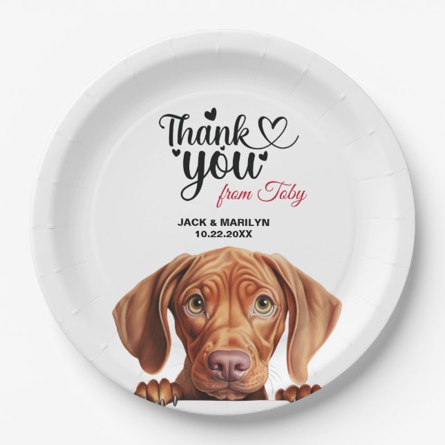 Vizsla Dog Wedding Thank You Paper Plate (Front)