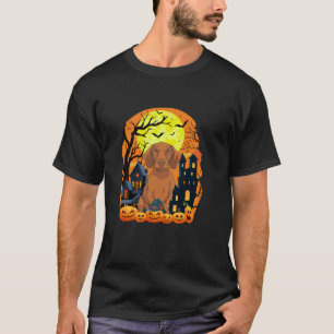 Vizsla Dog With Pumpkins Funny Scary Halloween Par T-Shirt