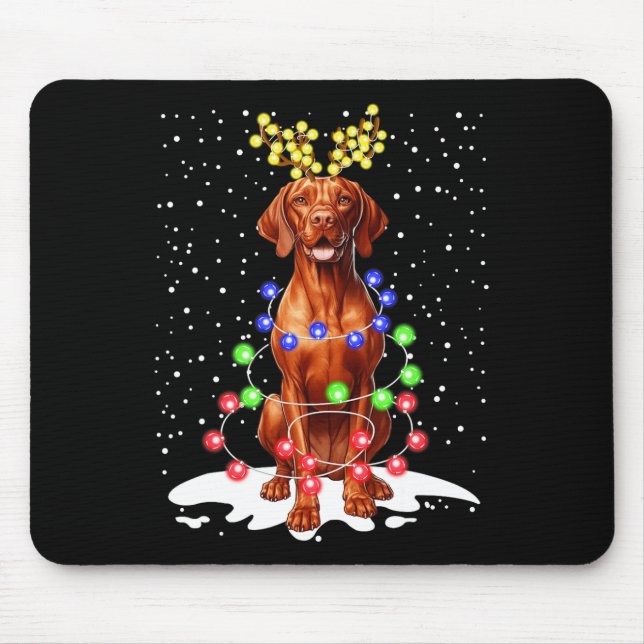 Vizsla Dog Xmas Ugly Christmas Lights  Mouse Pad (Front)