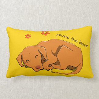Vizsla dormant Texte personnalisé Coussin rectangu
