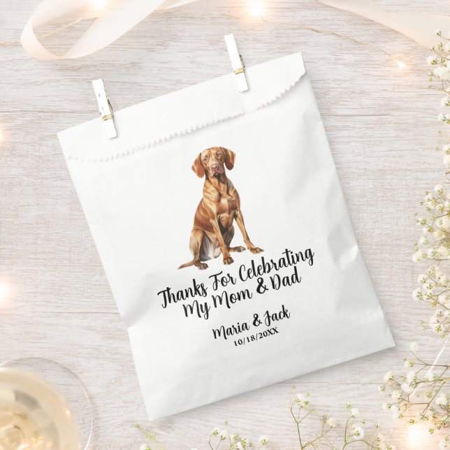 Vizsla Full Colour Pet Wedding Favour Bag (Clipped)