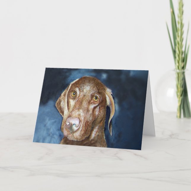 Vizsla Greeting Card with matching Postage Stamp (Front)