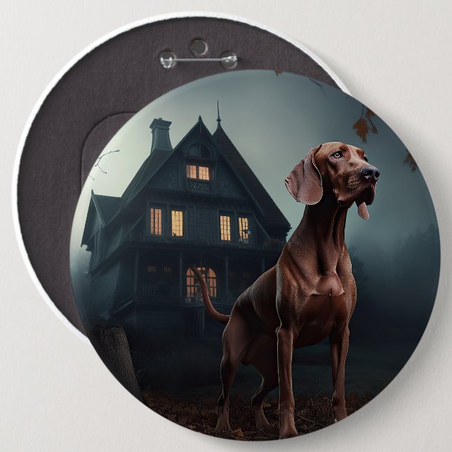 Vizsla Halloween Scary 6 Inch Round Button (Front & Back)