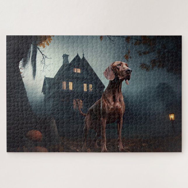 Vizsla Halloween Scary Jigsaw Puzzle (Horizontal)