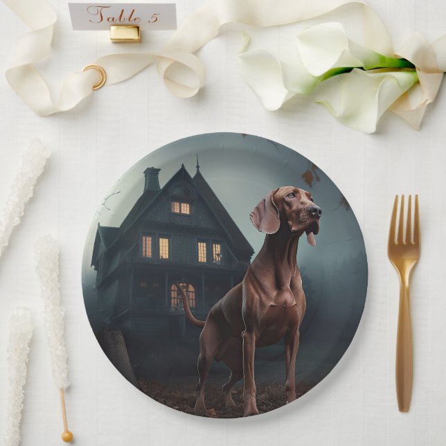 Vizsla Halloween Scary Paper Plate (Wedding)