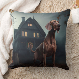 Vizsla Halloween Scary Throw Pillow