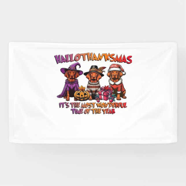 Vizsla Halloween Thanksgiving Christmas Classic T- Banner (Horizontal)