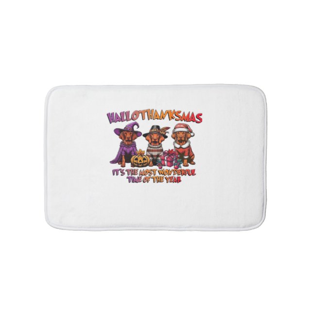 Vizsla Halloween Thanksgiving Christmas Classic T- Bath Mat (Front)