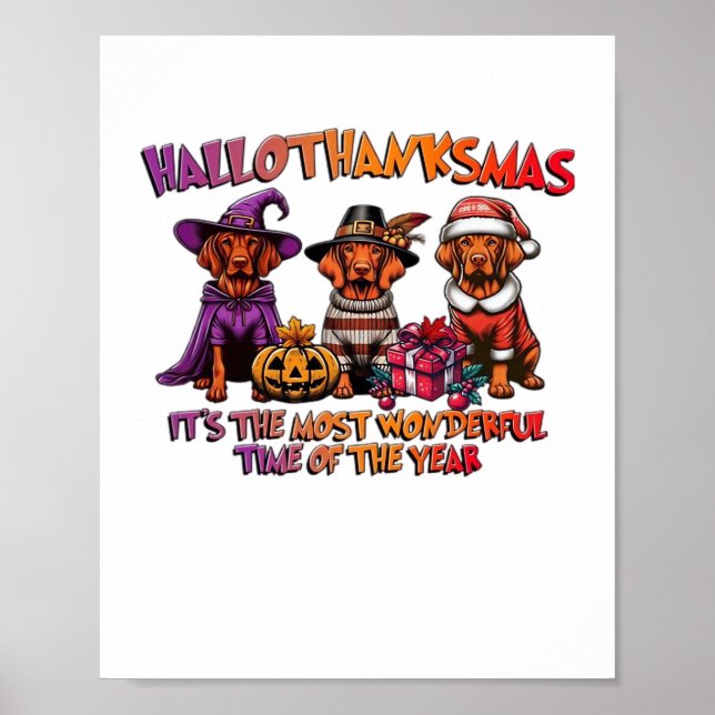 Vizsla Halloween Thanksgiving Christmas Classic T- Poster (Front)