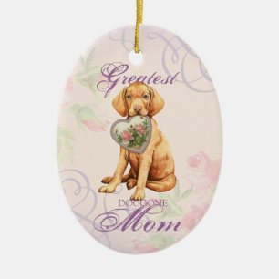 Vizsla Heart Mom Ceramic Ornament