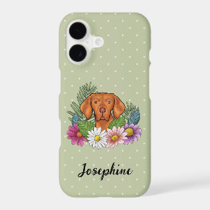 Vizsla Hongroise Avec Fleurs Colorées Et Nom