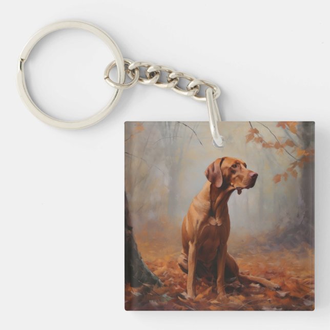 Vizsla in Autumn Leaves Fall Inspire Keychain (Front)