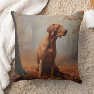 Vizsla in Autumn Leaves Fall Inspire Throw Pillow