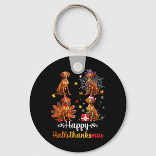 Vizsla Lover Halloween Merry Christmas Happy Hallo Keychain