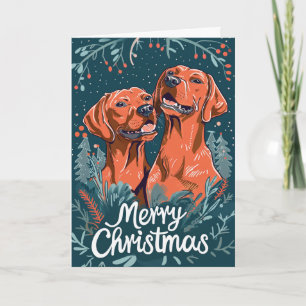 Vizsla Merry Christmas Personalized Holiday Card