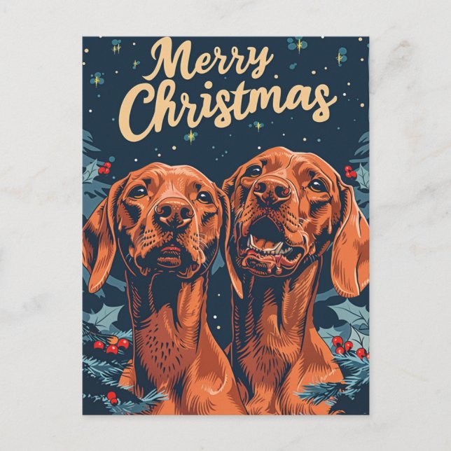 Vizsla Merry Christmas  Postcard (Front)
