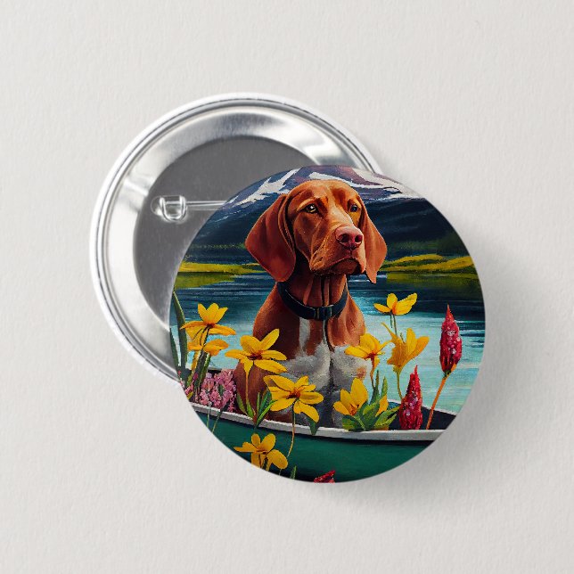 Vizsla on a Paddle: A Scenic Adventure 2 Inch Round Button (Front & Back)
