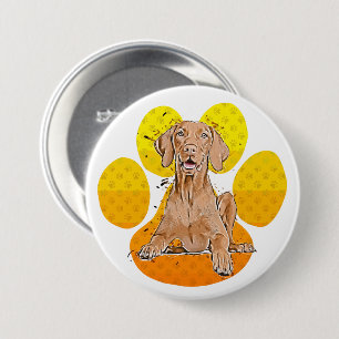 Vizsla On Paw Cartoon 3 Inch Round Button