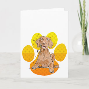 Vizsla On Paw Cartoon Card
