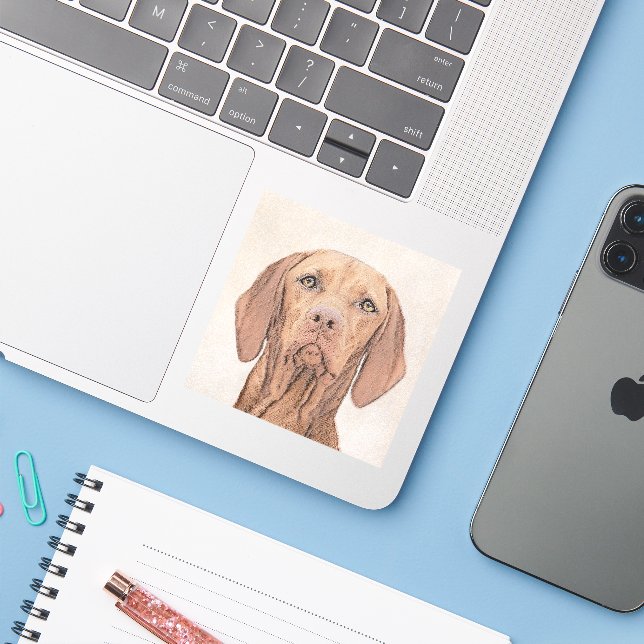 Vizsla Painting - Cute Original Dog Art (Laptop w/ iPhone)