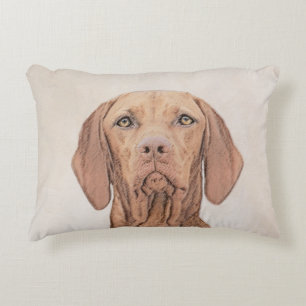 Vizsla Painting - Cute Original Dog Art Accent Pillow