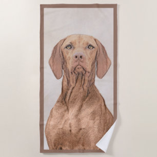Vizsla Painting - Cute Original Dog Art Beach Towel