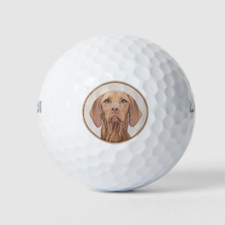 Vizsla Painting - Cute Original Dog Art Golf Balls
