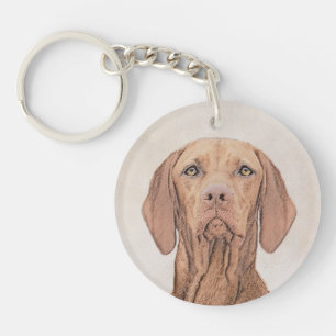 Vizsla Painting - Cute Original Dog Art Keychain