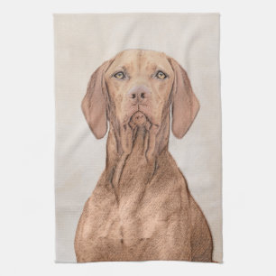 Vizsla Painting - Cute Original Dog Art Kitchen Towel