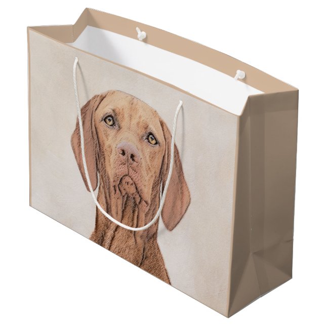 Vizsla Painting - Cute Original Dog Art Large Gift Bag (Back Angled)