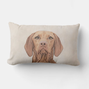 Vizsla Painting - Cute Original Dog Art Lumbar Pillow