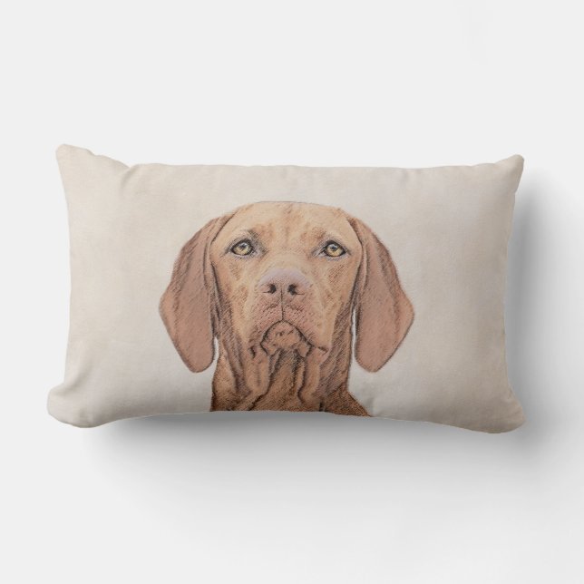 Vizsla Painting - Cute Original Dog Art Lumbar Pillow (Front)