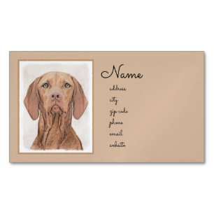 Vizsla Painting - Cute Original Dog Art Magnetic Business Card