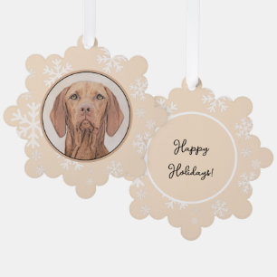 Vizsla Painting - Cute Original Dog Art Ornament Card