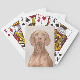 Vizsla Painting - Cute Original Dog Art Playing Cards