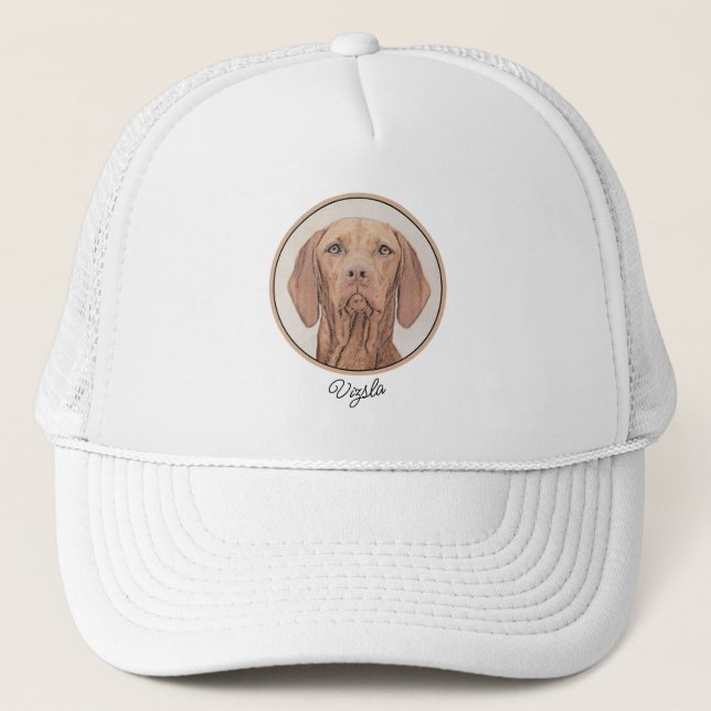 Vizsla Painting - Cute Original Dog Art Trucker Hat (Front)