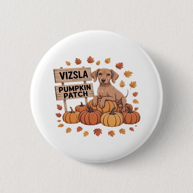 Vizsla Pumpkin Patch Dog Lovers Thanksgiving Hallo 2 Inch Round Button (Front)