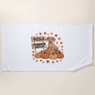 Vizsla Pumpkin Patch Dog Lovers Thanksgiving Hallo Beach Towel