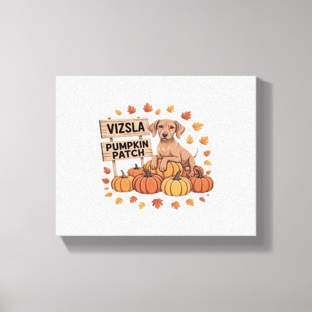Vizsla Pumpkin Patch Dog Lovers Thanksgiving Hallo Canvas Print (Front)