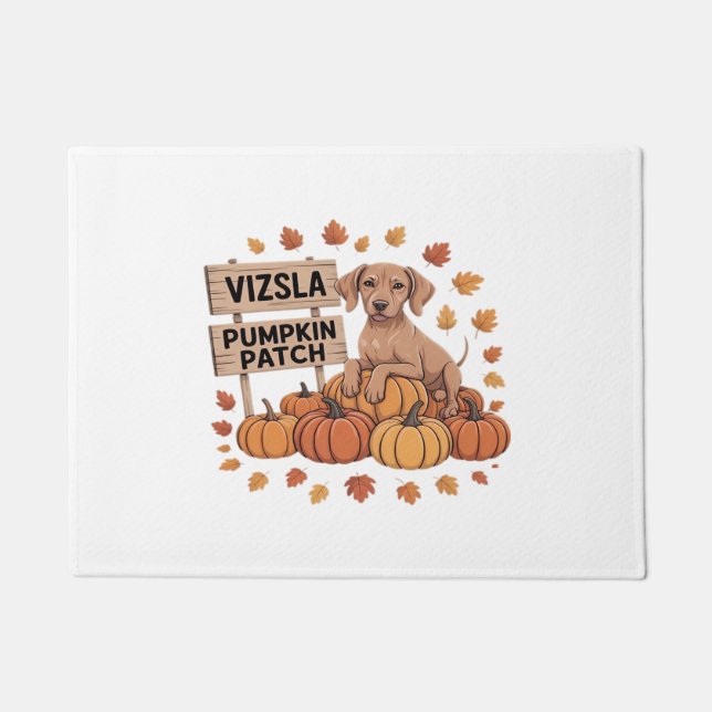 Vizsla Pumpkin Patch Dog Lovers Thanksgiving Hallo Doormat (Front)