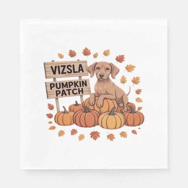 Vizsla Pumpkin Patch Dog Lovers Thanksgiving Hallo Napkin (Front)
