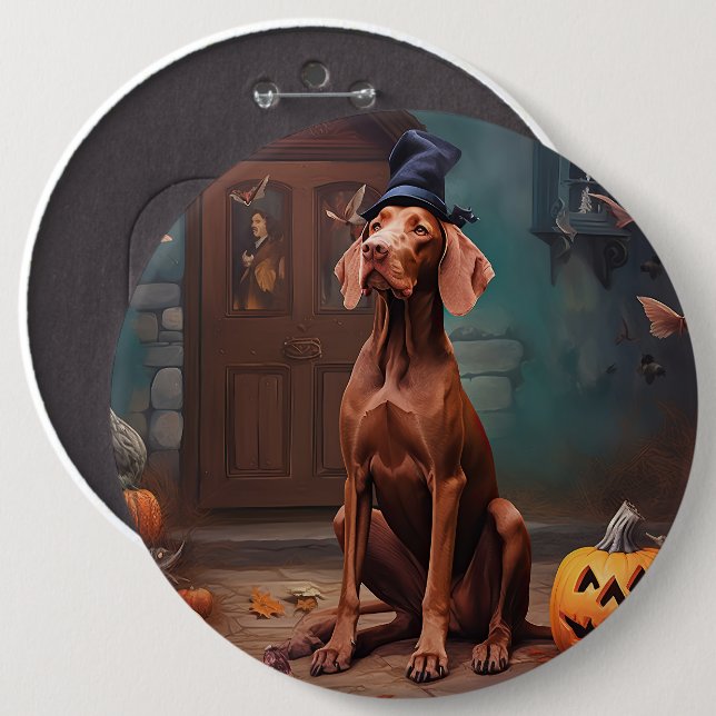 Vizsla Pumpkins Halloween Scary  6 Inch Round Button (Front & Back)