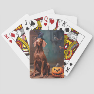 Vizsla Pumpkins Halloween Scary  Playing Cards