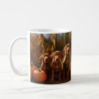 Vizsla Puppy Autumn Delight Pumpkin Coffee Mug