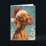 Vizsla vintage personalized Christmas Holiday Card<br><div class="desc">Capture the festive spirit with our Christmas card design featuring an adorable Vizsla donning a Santa hat. This charming cover showcases the joy and warmth of the season, making it the perfect greeting for your loved ones.</div>