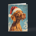 Vizsla vintage personalized Christmas Holiday Card<br><div class="desc">Capture the festive spirit with our Christmas card design featuring an adorable Vizsla donning a Santa hat. This charming cover showcases the joy and warmth of the season,  making it the perfect greeting for your loved ones.</div>