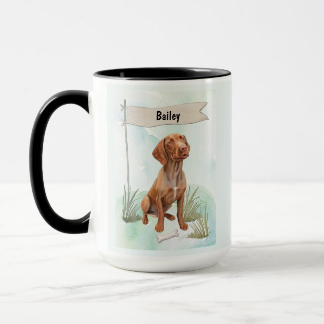 Vizsla Watercolor Personalized Dog Mug (Left)