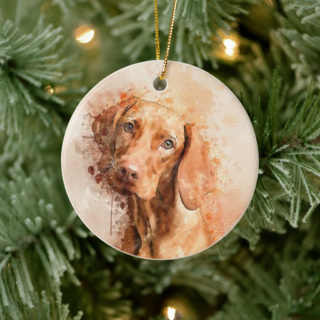 Vizsla Watercolour Ceramic Ornament (Tree)