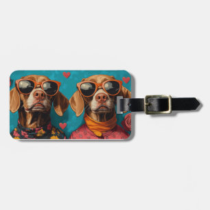Vizsla with Heart Roses Valentine's Day  Luggage Tag
